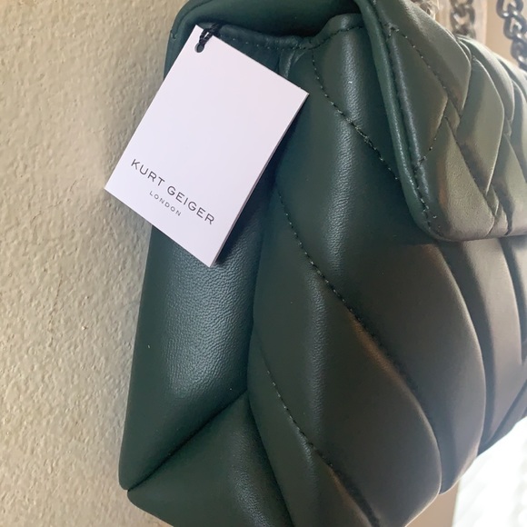 KURT GEIGER LONDON KENSINGTON LEATHER LEATHER SHOULDER BAG IN TEAL - Picture 4 of 14